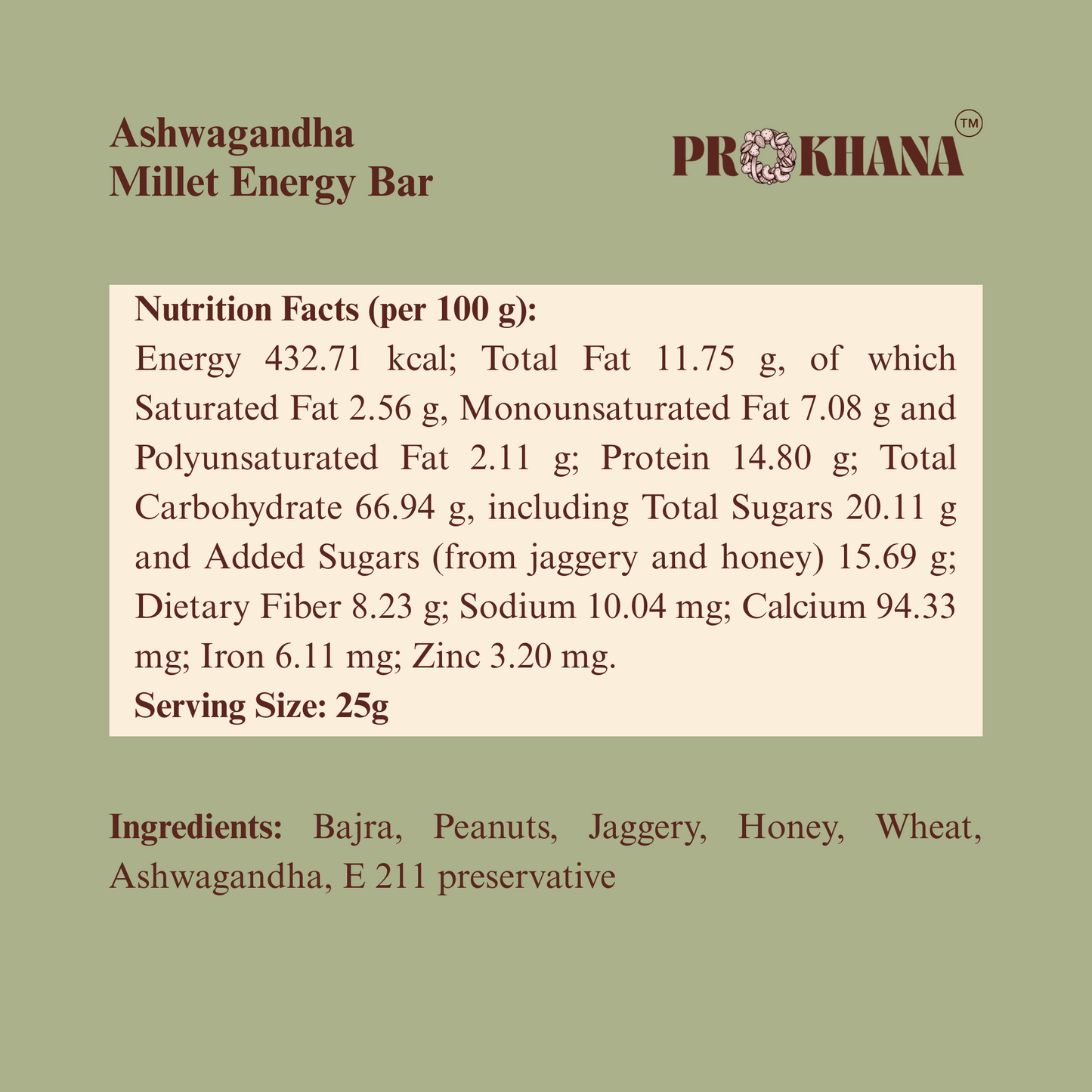 Prokhana Millet Energy Bar – Ashwagandha