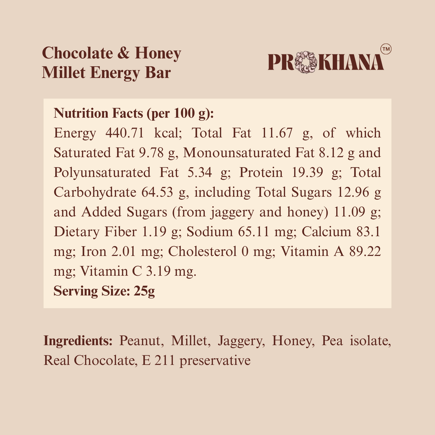 Prokhana Millet Energy Bar – Chocolate & Honey
