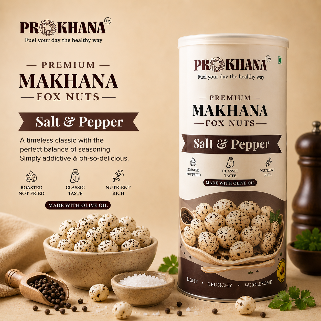 Prokhana Roasted Makhana – Salt & Pepper