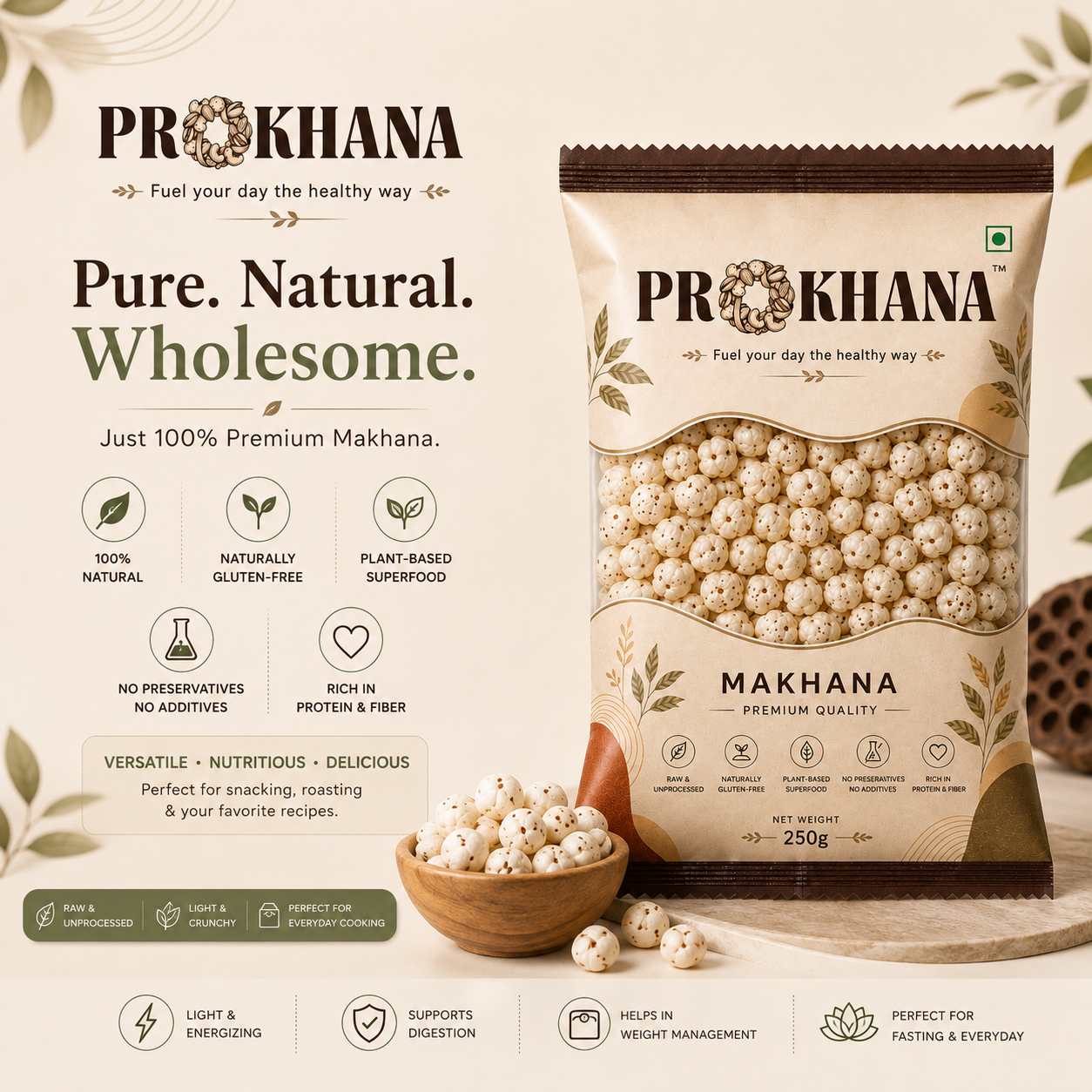 Prokhana Makhana (foxnuts) 250g- Premium Quality