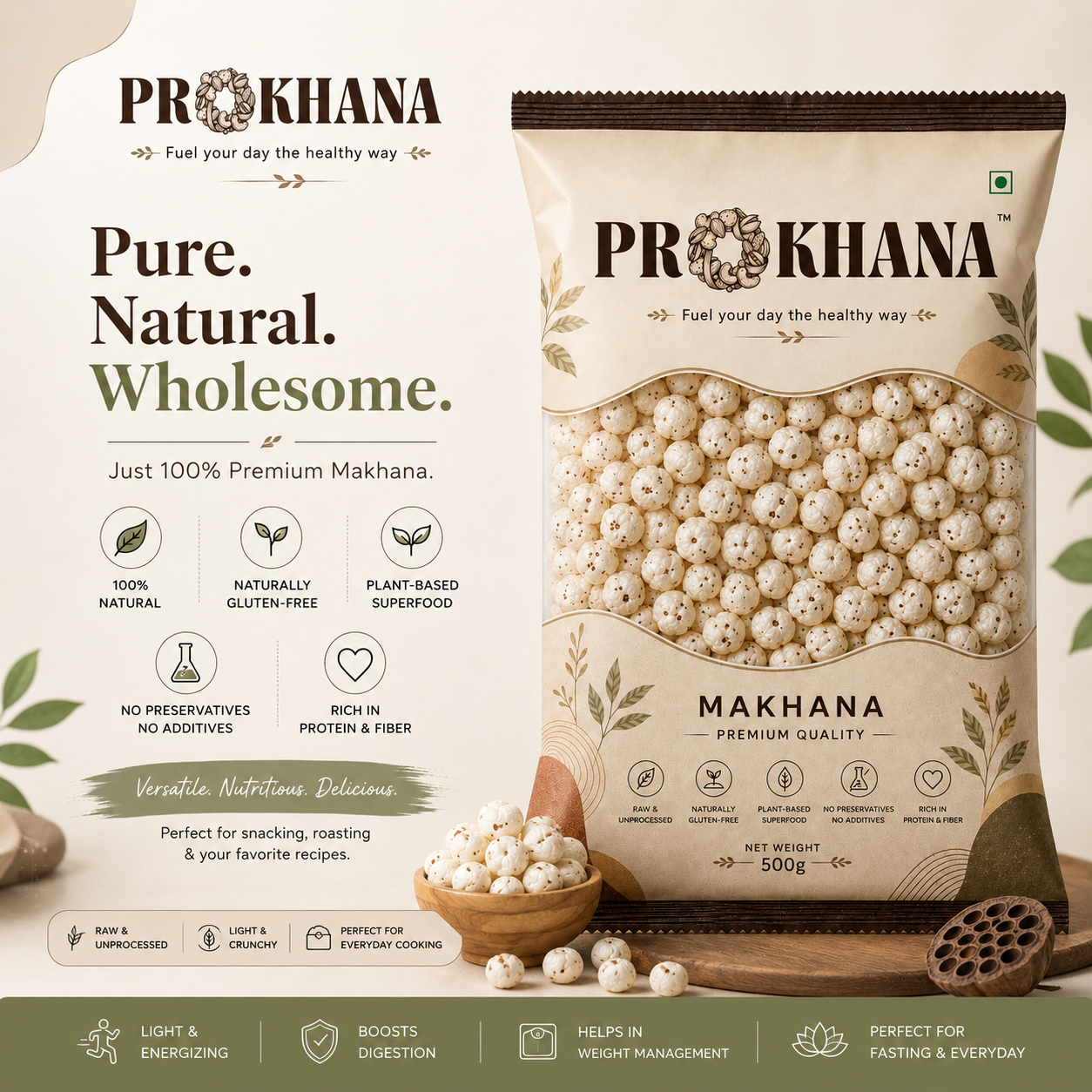 Prokhana Makhana (foxnuts) 500 g- Premium Quality