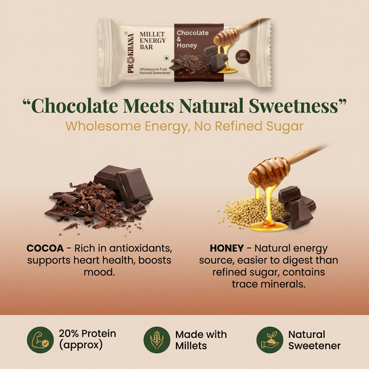 Prokhana Millet Energy Bar – Chocolate & Honey (8 bars)
